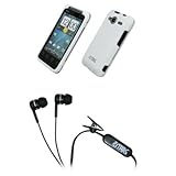 EMPIRE White Rubberized Hard Case Cover + Stereo Hands-Free 3.5mm Headset H ....