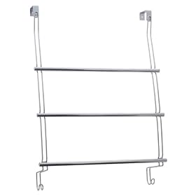 CHROME Over Door TOWEL 3 bar RACK bathroom bath shower stall NEW