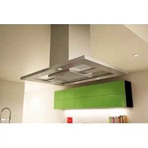 ZMD-E42AS Modena Series 42\” Wide Island Mount Thin Profile Floating Glass Range Hood 715 CFM with