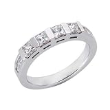 14k White 1.1 Ct Diamond Band Ring - Size 7.0