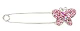 Beautiful Pink Crystal Covered Butterfly Safety-Pin Broach/Pin Silver Tone ~ Comes Gift Boxed
