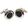 Elegant Black Enamel Round Stainless Steel Cufflinks with Gift Box