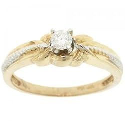 Diamond Engagement Wedding Ring Milgrain Accented in White & Yellow Gold