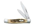 Case Cutlery 077 Case Small Texas Jack Pocket Knife with Chrome Vanadium Blades, Amber Bone