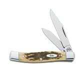 Case Cutlery 077 Case Small Texas Jack Pocket Knife with Chrome Vanadium Blades, Amber Bone
