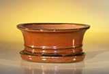 Ceramic Bonsai Pot With Attached Humidity/Drip tray- Oval<br />8.5