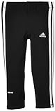 Adidas Girl's Essentials 3-Stripes Three-Quarter Tight Capri - Black/White, Size 110