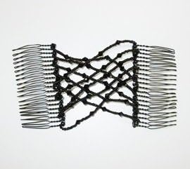 Magic Comb Stretchy Beaded Hair Comb in Black Color Beads