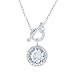 Platinum Plated Sterling Silver Round Cubic Zirconia Drop Necklace, 18"