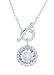 Platinum Plated Sterling Silver Round Cubic Zirconia Drop Necklace, 18"