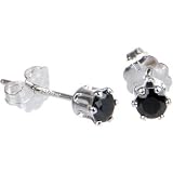 Sterling Silver 3mm Black Cubic Zirconia Stud Earrings