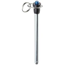 Push Button Ring Handle Quick-Release Pin, Steel, Black Oxide, 0.25" Diameter, 3.50" Length, Made In USA