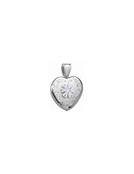 14K White Premium Cremation and Hair Locket w/ Diamond Center 3/4 inch x 3/4 inch in Solid 14K White Gold