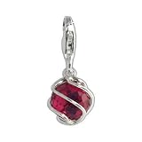 SilberDream - Charme Ball zircone rouge en argent grille pour charmes colliers bracelets boucles d'oreilles - Argent 925 Sterling - FC200R