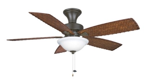 Fanimation FP8011OB 52-Inch Cancun 5-Blade Ceiling Fan with Low Profile Light Kit, Oil Rubbed Bronze with Dark Brown/Red Blades
