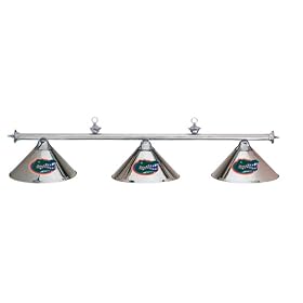 Florida Gators 3pc CHROME POOL TABLE LIGHT LAMP W  SHADES
