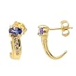 14K Yellow Gold Tanzanite and Diamond Earrings