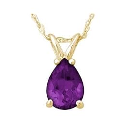 All-Natural Genuine 8x6 mm, Pear Shape Amethyst pendant set in 14k Yellow gold by 