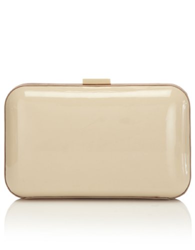 Accessorize Womens Patent Satin Trim Hardcase Clutch