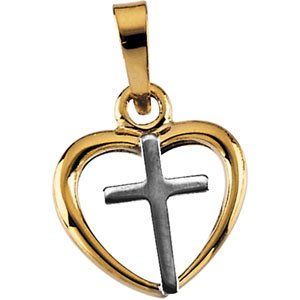 14K Yellow Gold Heart & Cross Pendant With Chain 14K Yellow Gold Heart & Cross Pendant With Chain