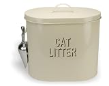 Retro Cream Enamel Cat Litter Storage Tin 21104