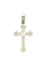 14K Real White Gold Heart Cross Charm Pendant Small
