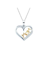 0.15 CTW Diamond Two-Tone Sterling Silver Mom Pendant and 18 inches chain