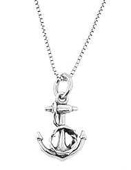 Sterling Silver One Sided Rope Around Faith Anchor Necklace