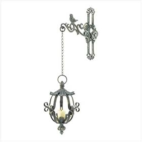 Hanging Cast Iron Wall Cottage Garden Candle Lamp Holder by 