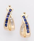 14k Gold Sapphire & Diamond Earrings