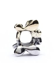 Novobeads Butterflies, Silver with Gold Charm Bead in Sterling Silver and 14kt Gold - Made in the USA - Fits Pandora and Other European Bead Bracelets