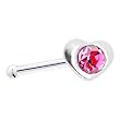 Sterling Silver Pink Gem Heart Nose Bone