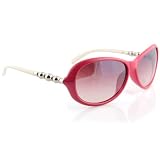 Retro Glam - Rose Et Cr&egrave;me Avec Perle De M&eacute;tal - UV400 Lunettes De Soleil Pour Les Femmes Avec Chiffon Doux / Nettoyage De Cas