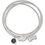 NFL Officially Licensed Black Crystal Philadelphia Eagles Bangle Bracelet Set
