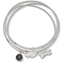 NFL Officially Licensed Black Crystal Philadelphia Eagles Bangle Bracelet Set