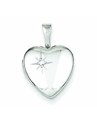 Genuine .925 Sterling Silver & Diamond Polished 12mm Heart Locket 1.3 Grams. 100% Satisfaction Guaranteed.
