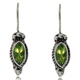 Sterling Silver Dangling Earrings w Peridot Gemstones