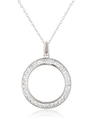 Sterling Silver Created White Sapphire Circle Pendant Necklace, 18"