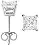 0.50 carat ct 1/2 carat Princess Cut Diamond Stud Earrings D Color, I3 Clarity; 14k White or Yellow Gold; Push Back/Friction Back