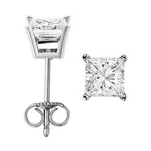 Buy 0.50 carat ct 1 2 carat Princess Cut Diamond Stud Earrings D Color, I Clarity; 14k White or Yellow... by Jewelry Novel