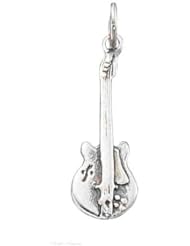 Sterling Silver 3D Musical Instrument Electric Guitar Charm