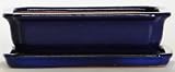 BuyBonsai's Bonsai Pot 8 Rectangle Blue with Tray