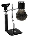 Comtemporary Black and Chrome 3 Piece Shaving Set