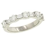 Round and Baguette Diamond Wedding Band 1.15cttw