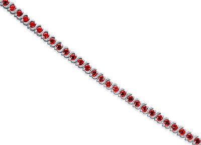 image Price of  Time tested Classic 7.00 carats total weight Round Cut Garnet Gemstone Tennis Bracelet in Sterling Silver