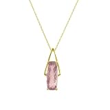 10k Yellow Gold Cushion Cut Pink Quartz Pendant, 18