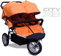 Tike Tech CityX3 AUTUMN ORANGE Double Twin Child Stroller