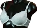Embroidered Mesh Padded Plunge Bra White