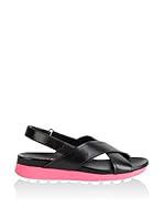 Prada Linea Rossa Sandalias planas (Negro / Fucsia)