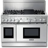 Thermador Pro Grand PRD486EDG 48 Pro-Style Dual-Fuel Range with 6 Star Burners (2 w/ ExtraLow Simmer Settings), Titanium Surface Electric Griddle, European 3rd Element Convection & Extra-Large-Capacity Oven